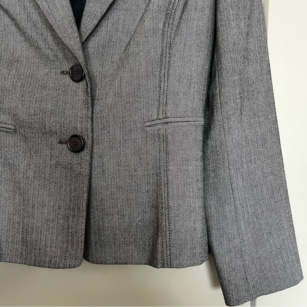 Loft Gray Herringbone Tailored Two-Button Blazer - image 2